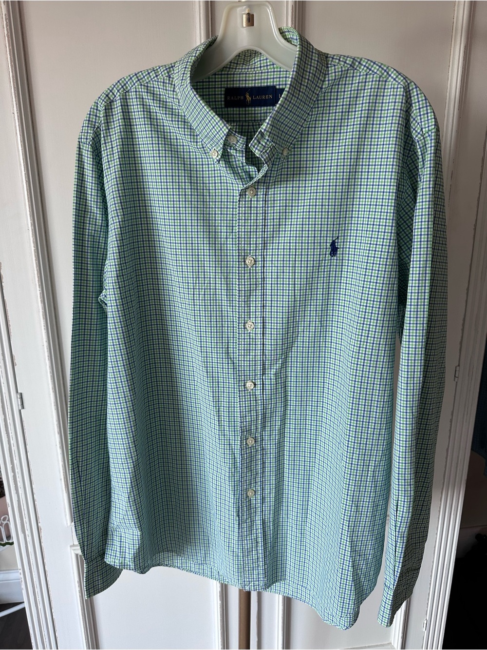Ralph Lauren Green and Blue Check Button-Down Shirt